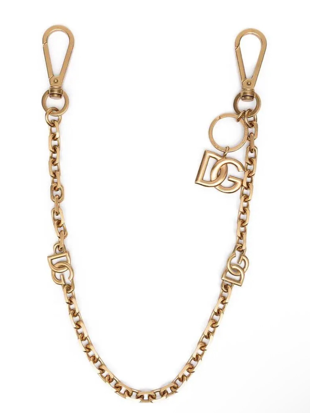 Dolce & Gabbana DG Logo Charm Chain Necklace Gold Tone With Box Authentic